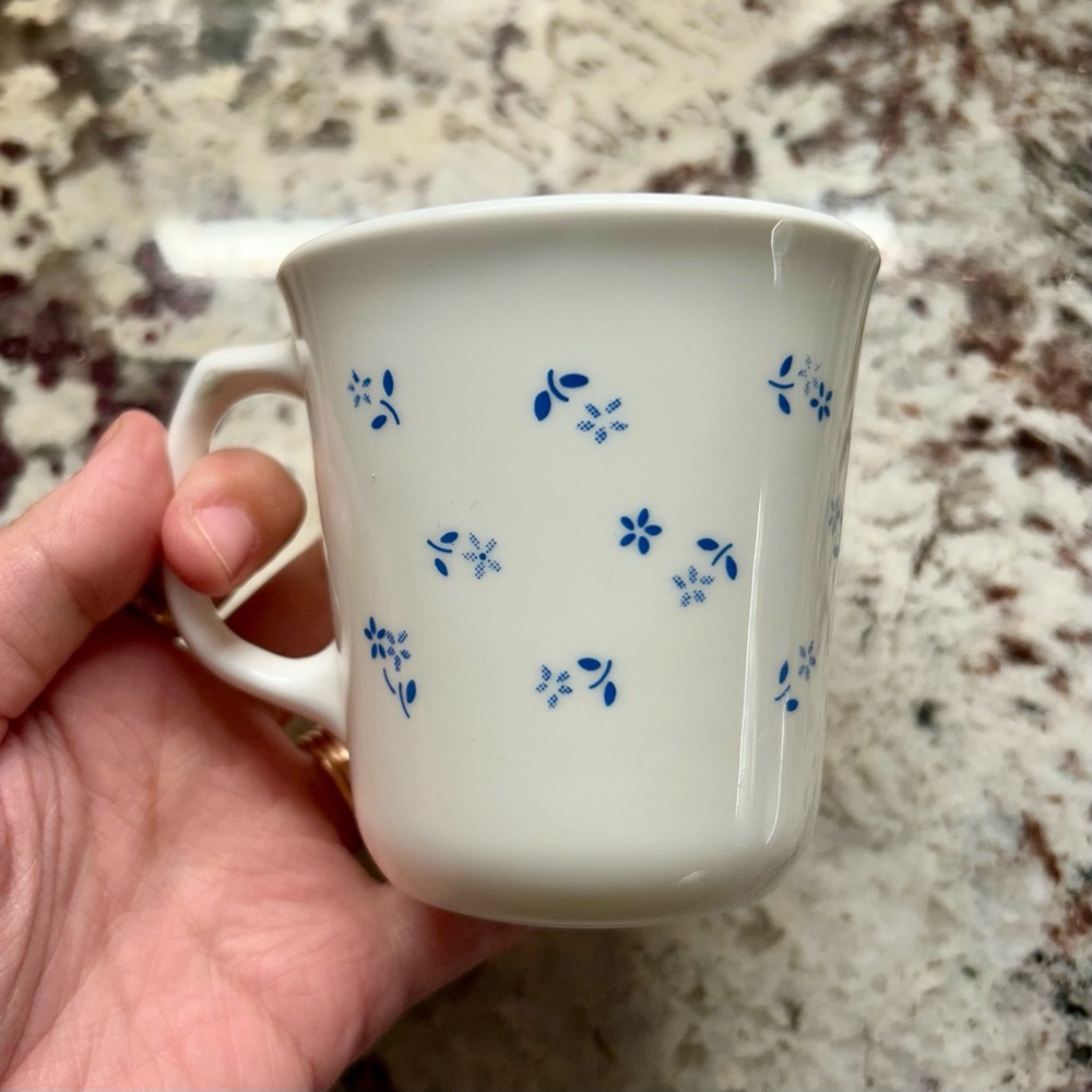 Corningware Blue Floral White Mug